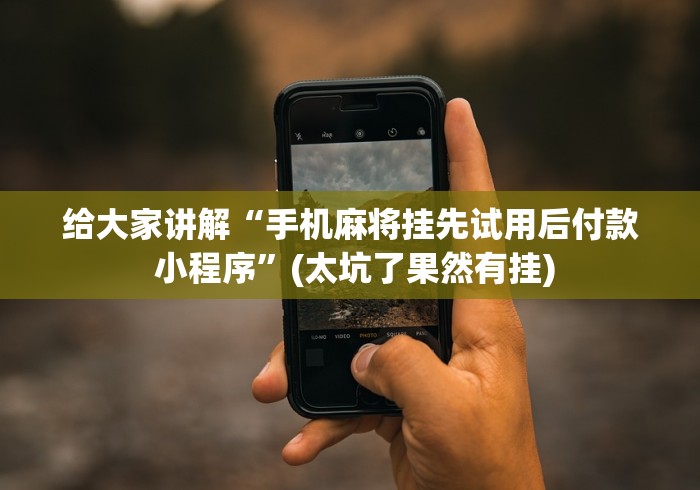给大家讲解“手机麻将挂先试用后付款 小程序”(太坑了果然有挂) 给大家讲解“手机麻将挂先试用后付款 小程序”(太坑了果然有挂)