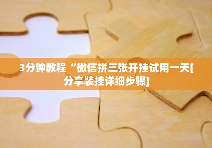 3分钟教程“微信拼三张开挂试用一天[分享装挂详细步骤]