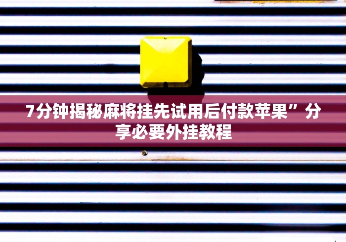 7分钟揭秘麻将挂先试用后付款苹果”分享必要外挂教程 7分钟揭秘麻将挂先试用后付款苹果”分享必要外挂教程
