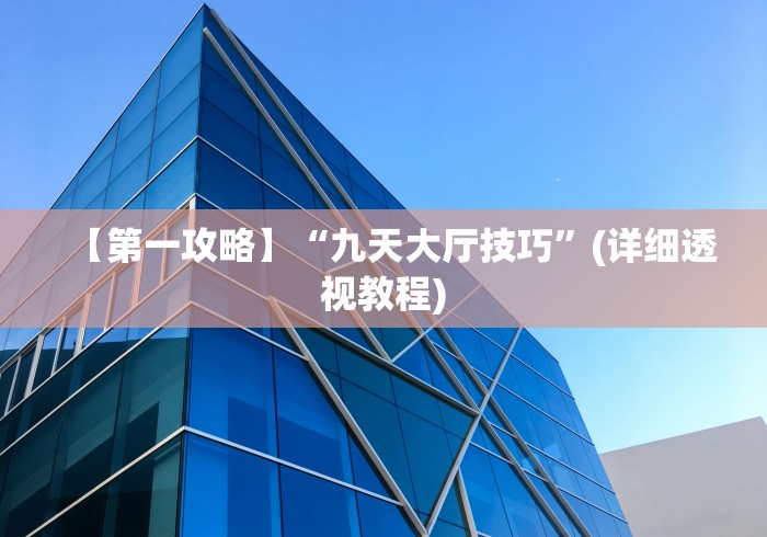 【第一攻略】“九天大厅技巧”(详细透视教程)