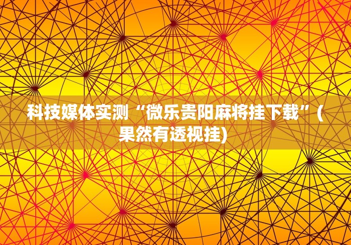 科技媒体实测“微乐贵阳麻将挂下载”(果然有透视挂) 