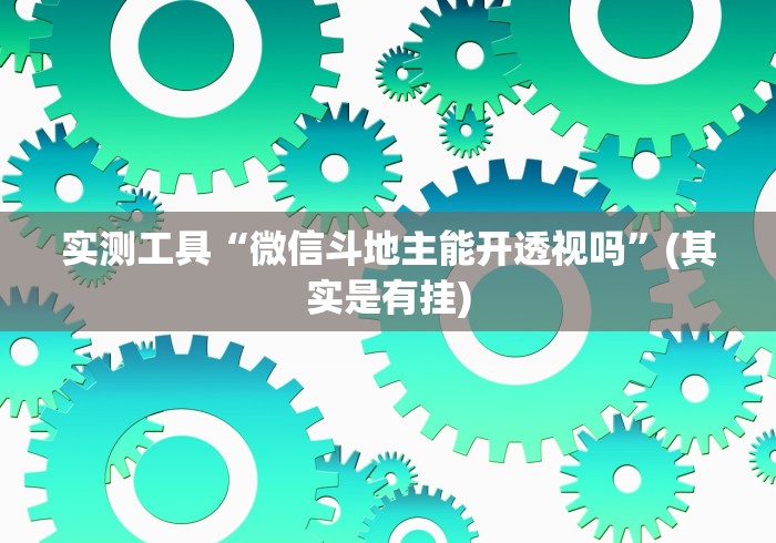 实测工具“微信斗地主能开透视吗”(其实是有挂)