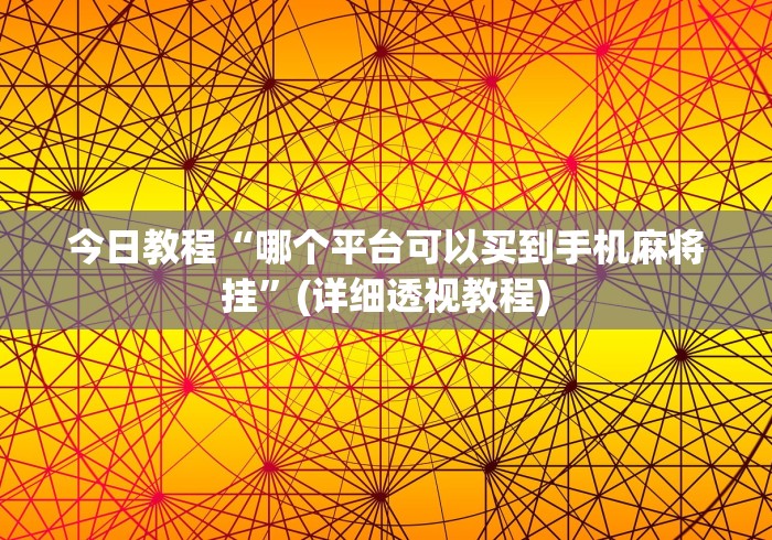 今日教程“哪个平台可以买到手机麻将挂”(详细透视教程)