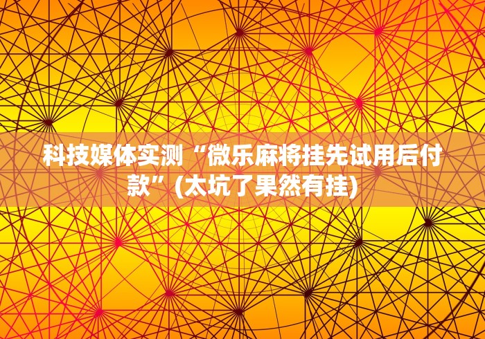科技媒体实测“微乐麻将挂先试用后付款”(太坑了果然有挂)