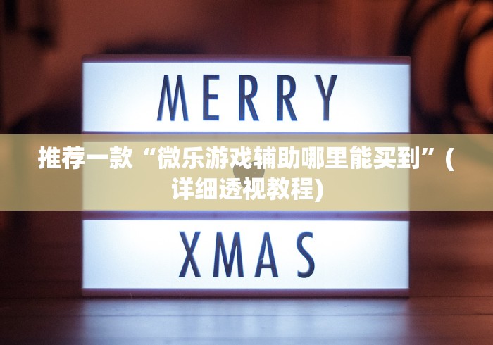 推荐一款“微乐游戏辅助哪里能买到”(详细透视教程)