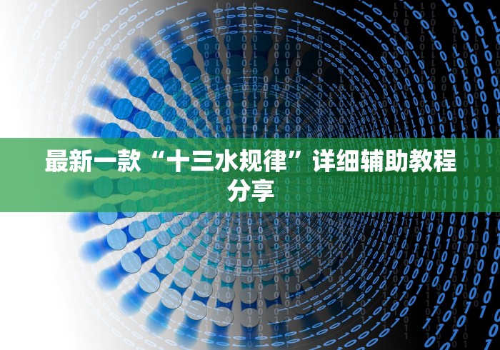 最新一款“十三水规律”详细辅助教程分享