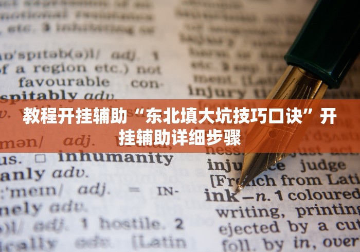 教程开挂辅助“东北填大坑技巧口诀”开挂辅助详细步骤
