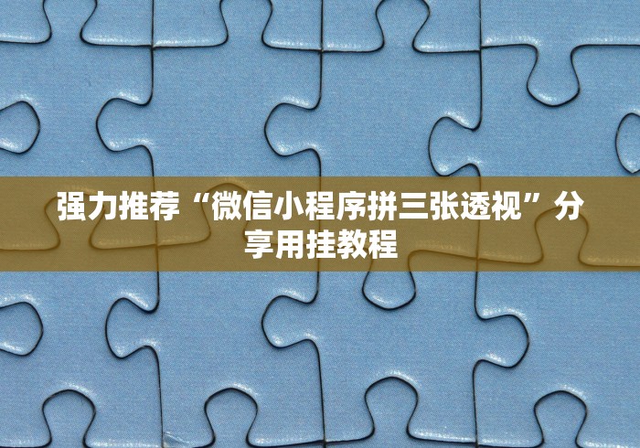强力推荐“微信小程序拼三张透视	”分享用挂教程
