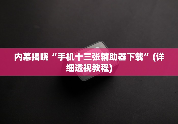 内幕揭晓“手机十三张辅助器下载”(详细透视教程)