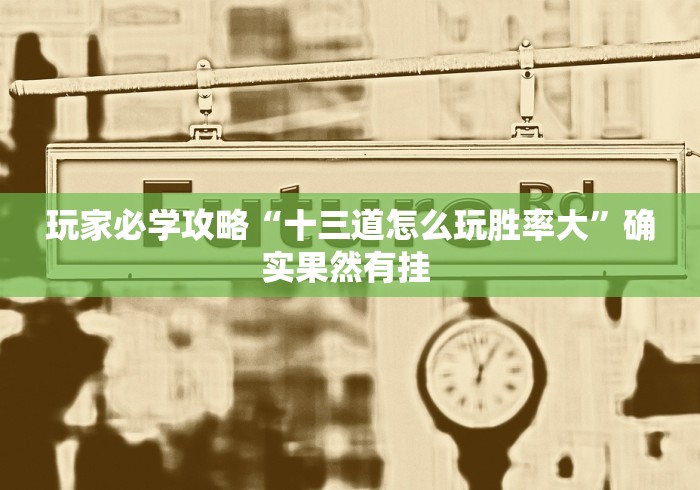 玩家必学攻略“十三道怎么玩胜率大”确实果然有挂 