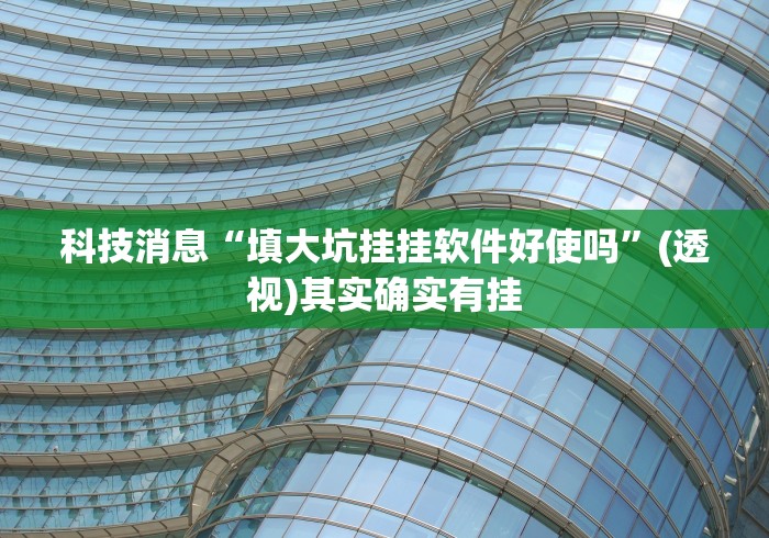 科技消息“填大坑挂挂软件好使吗”(透视)其实确实有挂
