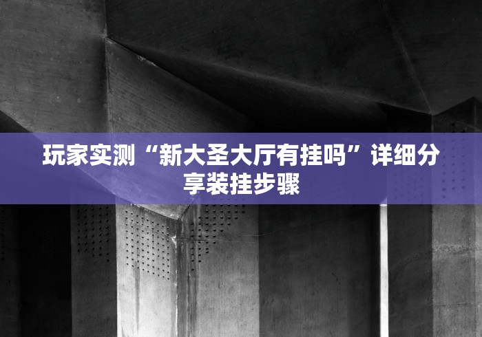 玩家实测“新大圣大厅有挂吗”详细分享装挂步骤